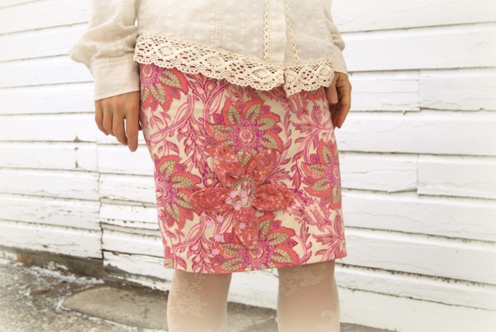 thrifted refashioned pink skirt