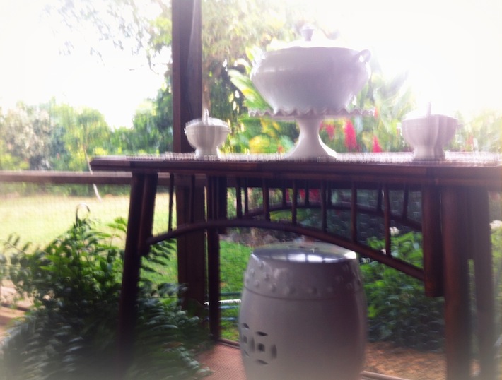 Cynthia's holiday side table, Hawaiian Christmas