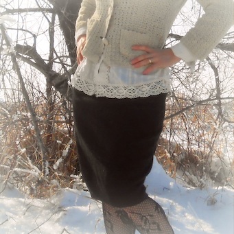 skirt refashion: from black wool sweater