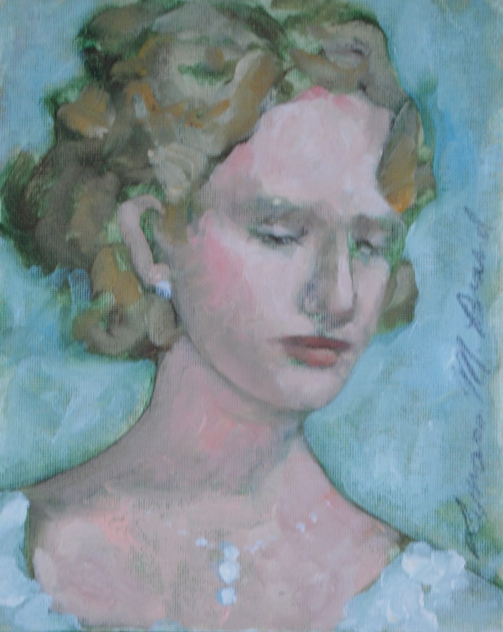 oil painting on canvas: Andie, Eyes Shut