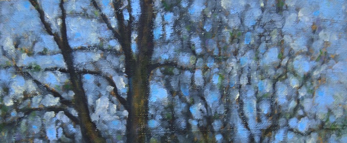 bare branches painting, oil on canvas