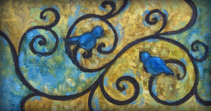 blue bird dance, oil on canvas