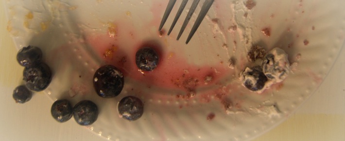 last bite: healthy pancakes with blueberry sauce