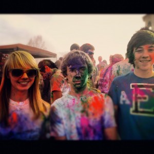 Ezra, Maurya and Jake at the Color festival celebration