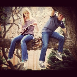 brother and sister sitting in a tree, ukulele