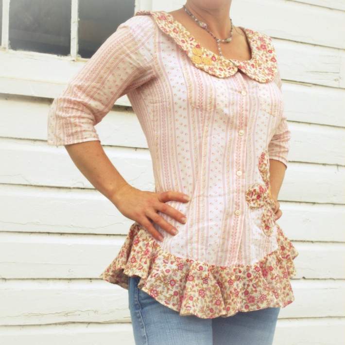 thrifted, refashioned peter pan peplum