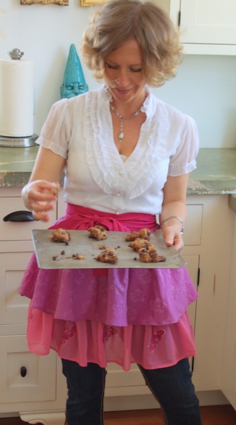 burnt cookies, pink apron