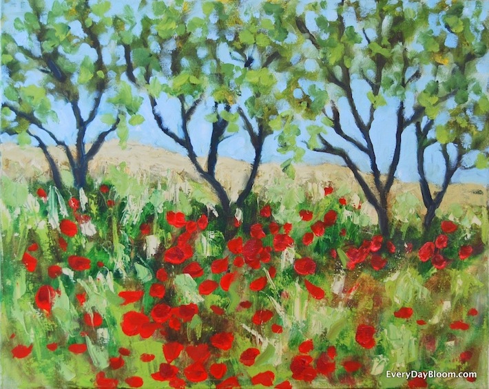 oil on canvas painting, poppies