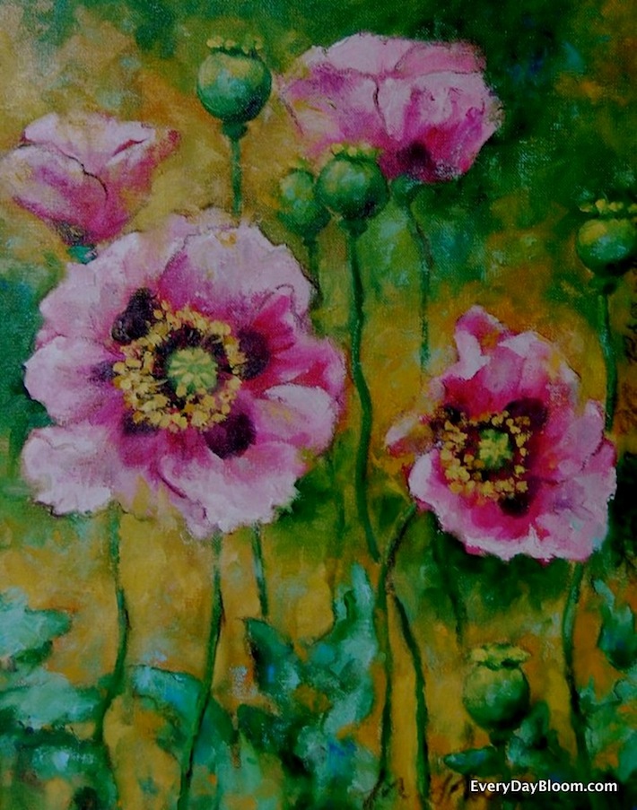 poppies painting, oil on canvas