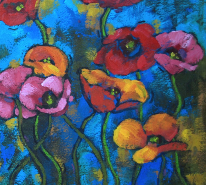 oil on muslin canvas, poppy painting