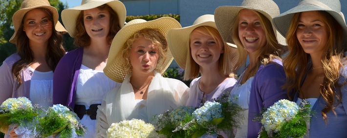 with the bridesmaids