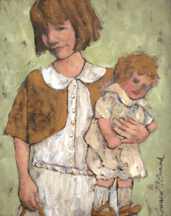 oil painting on board: Beverly, Doll